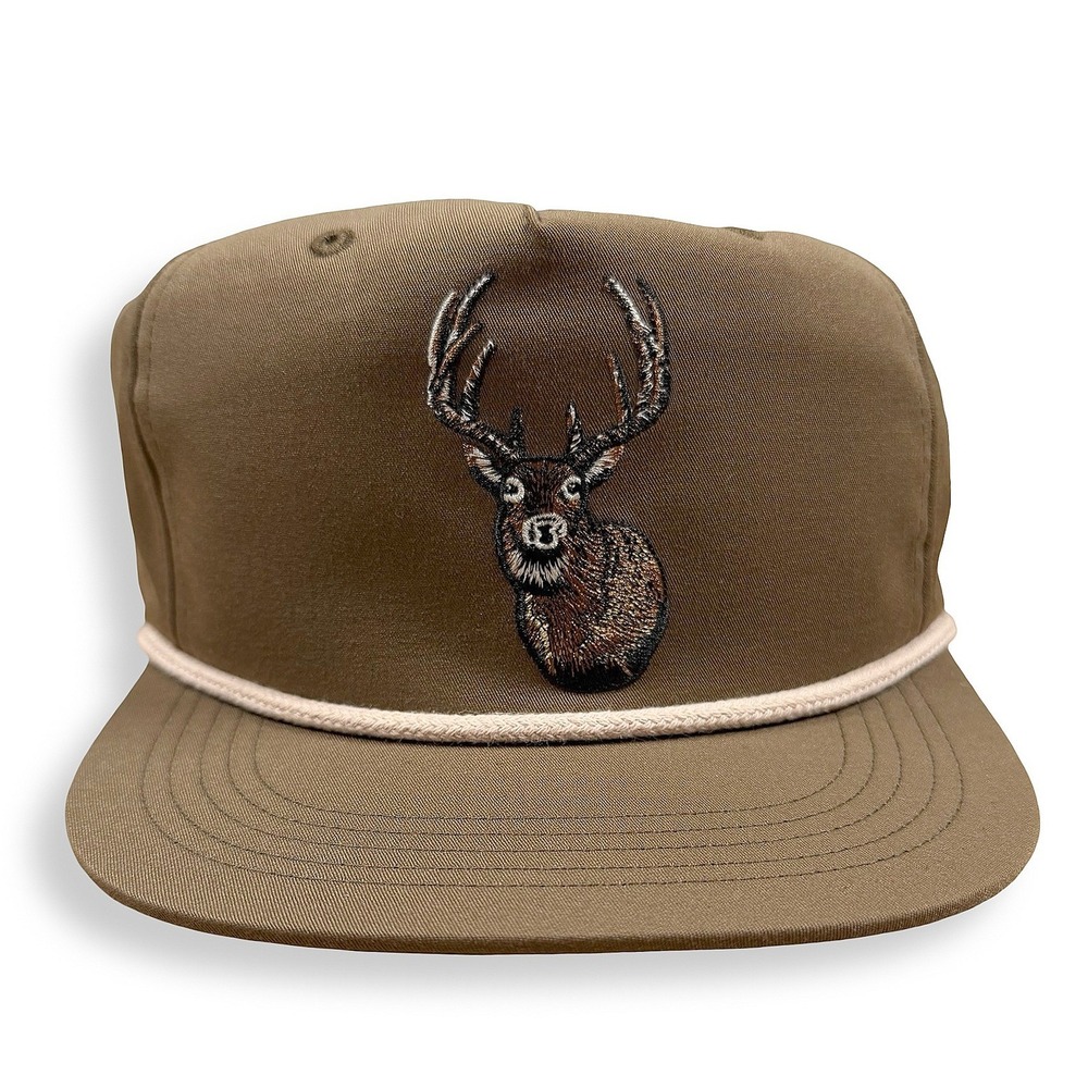 Duck Camp Deer Buck Embroidered Rope Hat Brown Snapback Outdoor Cap